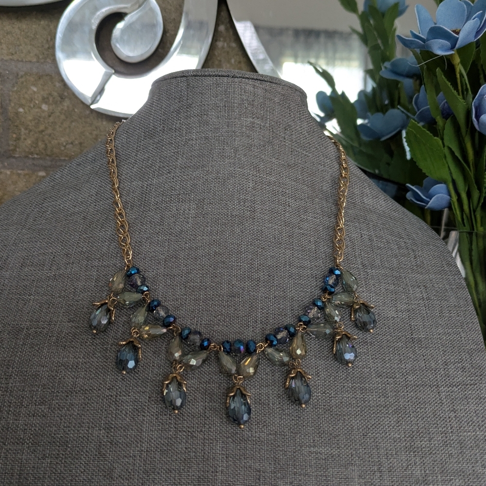 Sparling, Blue Beaded Faceted Necklace, - Picture 9 of 10